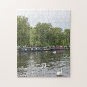 Canal Boats and Swans, Stratford-Upon-Avon, UK Puzzle