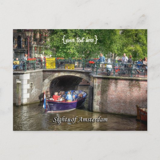 Canal Bridge Scene, Sehenswürdigkeiten von Amsterd Postkarte (Vorderseite)