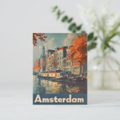 Canal Charm: Amsterdam Vintag Postcard Postkarte (Stehend Vorderseite)