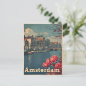 Canal Charm: Vintage Amsterdamer Postkarte (Stehend Vorderseite)