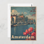 Canal Charm: Vintage Amsterdamer Postkarte (Vorne/Hinten)