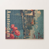 Canal Charm: Vintage Amsterdamer Postkarte Puzzle (Horizontal)
