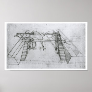 Canal Construction Machine, Leonardo da Vinci Poster