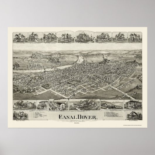 Canal Dover, OH Panorama Karte - 1899 Poster (Vorne)