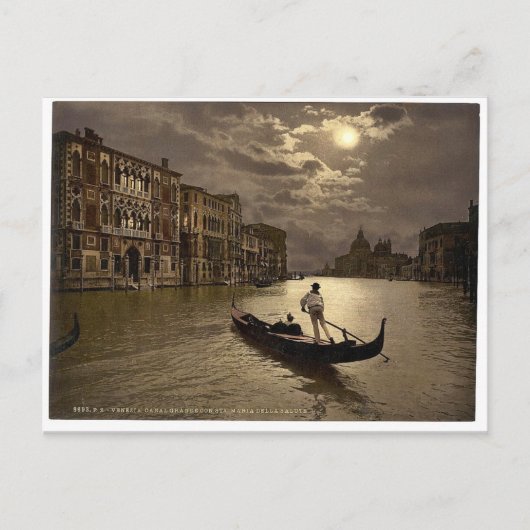 Canal Grande bei Mondschein, Venedig, Italien Vint Postkarte (Vorderseite)