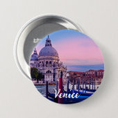 Canal Grande mit Gondeln und Kirche in Venedig Button (Vorne & Hinten)