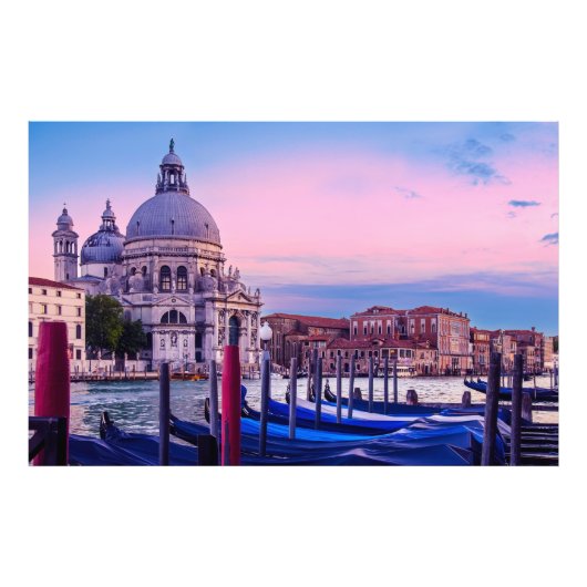 Canal Grande mit Gondeln und Kirche in Venedig Fotodruck (Vorne)