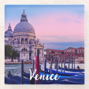 Canal Grande mit Gondeln und Kirche in Venedig Glasuntersetzer