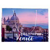 Canal Grande mit Gondeln und Kirche in Venedig Große Geschenktüte (Rückseite)