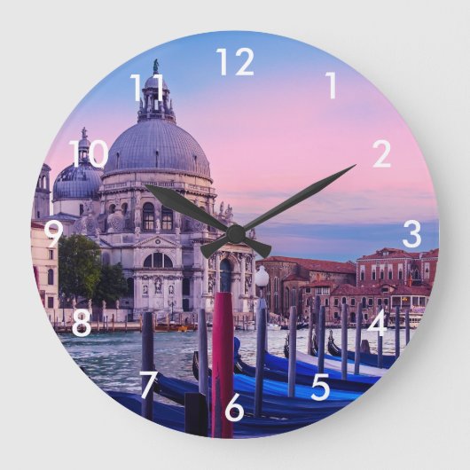 Canal Grande mit Gondeln und Kirche in Venedig Große Wanduhr (Vorderseite)