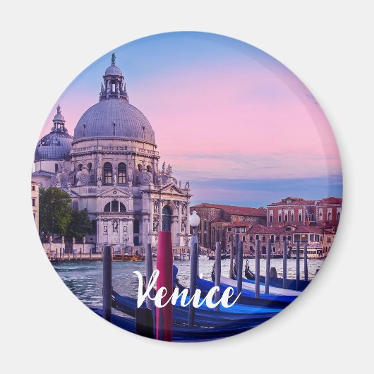 Canal Grande mit Gondeln und Kirche in Venedig Magnet (Vorne)
