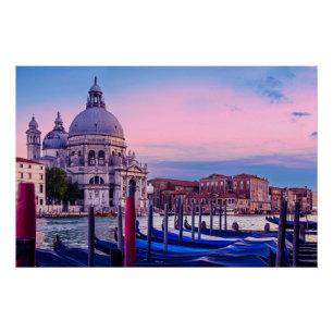 Canal Grande mit Gondeln und Kirche in Venedig Poster