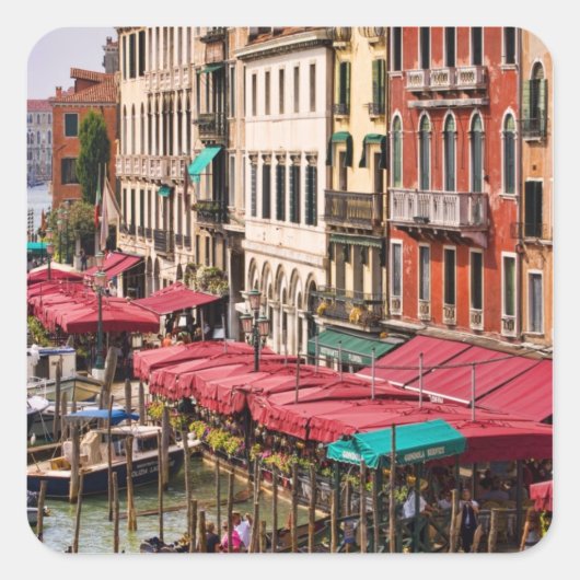 Canal Grande Venedig Italien mit Gondelbooten Quadratischer Aufkleber (Vorderseite)