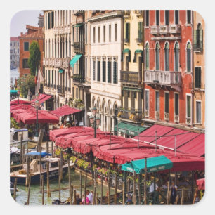 Canal Grande von Venedig Italien mit Gondelbooten Quadratischer Aufkleber