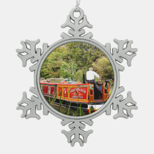 CANAL NARROWBOATS SCHNEEFLOCKEN Zinn-Ornament