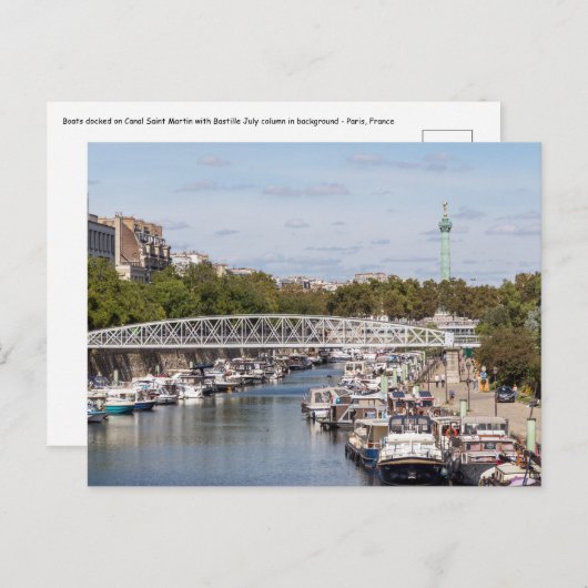 Canal Saint Martin - Paris Postkarte (Vorne/Hinten)