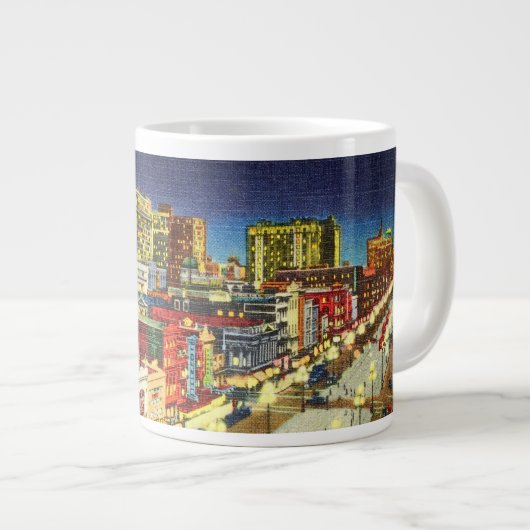 Canal Street at Night, New Orleans, Louisiana Jumbo-Tasse (Vorderseite Rechts)