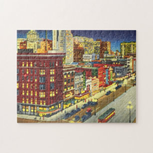 Canal Street bei Nacht, New Orleans, Louisiana Puzzle