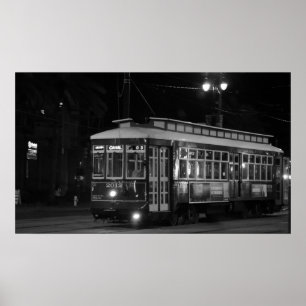 Canal Street Trolley (B&W) Poster