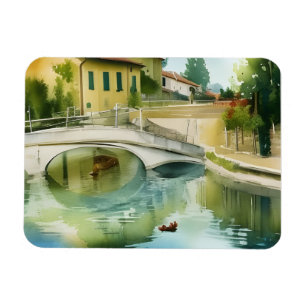 Canalbrücke Szenische Aquarellmalerei Magnet