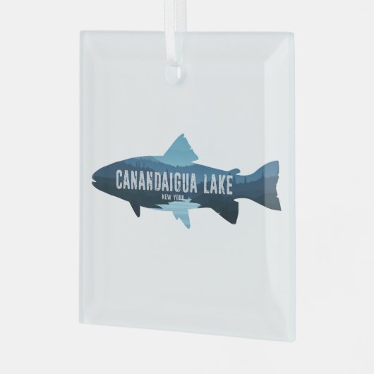 Canandaigua Lake New York Fish Ornament Aus Glas (Vorderseite links)
