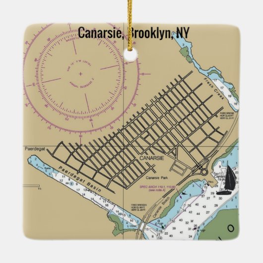 Canarsie, Brooklyn NY Chart Keramikornament (Rückseite)