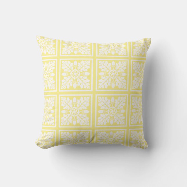 Canary Acorn und Leaf Tile Design Kissen (Vorderseite)
