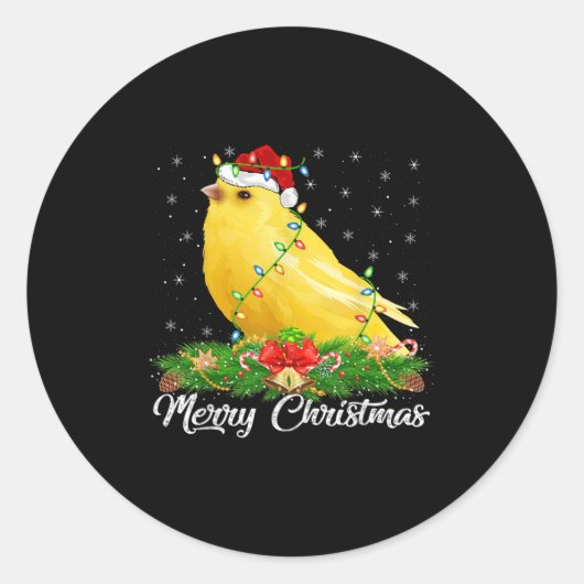 Canary Bird Lover Matching Weihnachtsmannmütze Can Runder Aufkleber (Vorderseite)