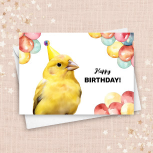 Canary Bird mit Balloons und Party Hat Geburtstag Karte