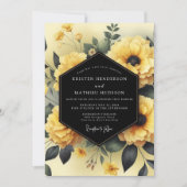 Canary Gloaming Flora Wedding Einladung (Vorderseite)