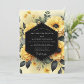 Canary Gloaming Flora Wedding Einladung (Stehend Vorderseite)