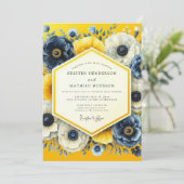 Canary Indigo Artistic Wedding Einladung (Stehend Vorderseite)