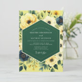 Canary Indigo Painterly Wedding Einladung (Stehend Vorderseite)