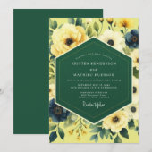 Canary Indigo Painterly Wedding Einladung (Vorne/Hinten)