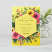 Canary Joyful Summer Wedding Einladung (Stehend Vorderseite)