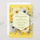Canary Luminous Bloom Wedding Einladung (Vorne/Hinten)