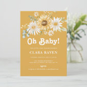Canary Oh Baby Floral Baby Dusche Einladung (Stehend Vorderseite)