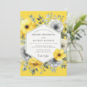 Canary Slate Summer Flora Wedding Einladung (Stehend Vorderseite)