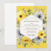 Canary Slate Summer Flora Wedding Einladung (Vorne/Hinten)