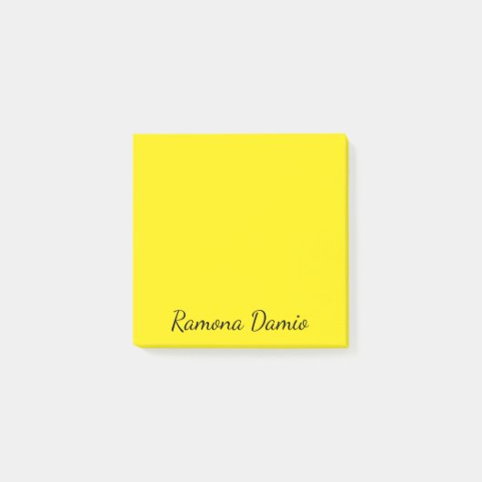 Canary Yellow Beruflich Minimalistisch Black Scrip Post-it Klebezettel (Vorderseite)