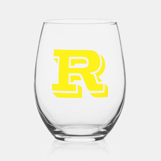 Canary Yellow Modern Monogram Initial Letter Weinglas Ohne Stiel (Vorderseite)