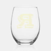 Canary Yellow Modern Monogram Initial Letter Weinglas Ohne Stiel (Rückseite)