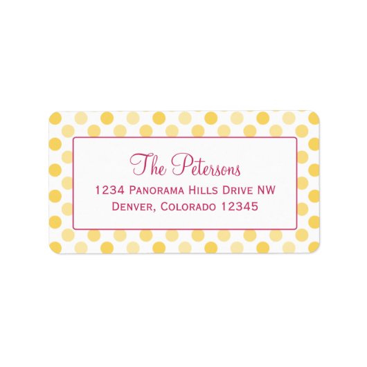 Canary Yellow Polka Dot Rücksendeadressen-Aufklebe Adressaufkleber (Vorne)