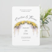 Canary Yellow Romantic Freesia  Floral Wedding Einladung (Stehend Vorderseite)