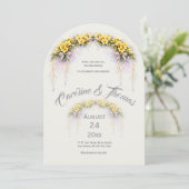 Canary Yellow Romantic Freesia  Floral Wedding Einladung (Stehend Vorderseite)
