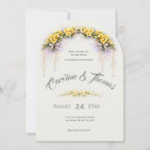 Canary Yellow Romantic Freesia Floral Wedding Einladung (Vorderseite)