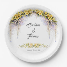 Canary Yellow Romantic Freesia  Floral Wedding Pappteller
