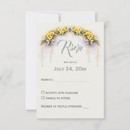 Canary Yellow Romantic Freesia  Floral Wedding RSVP Karte