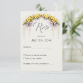 Canary Yellow Romantic Freesia  Floral Wedding RSVP Karte (Stehend Vorderseite)