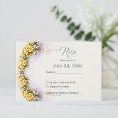 Canary Yellow Romantic Freesia  Floral Wedding RSVP Karte (Stehend Vorderseite)